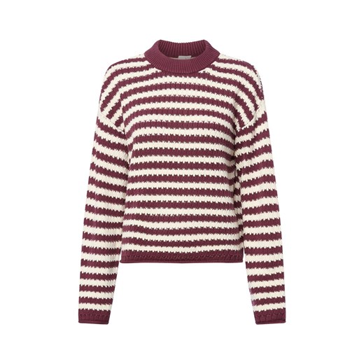 Y.A.S Damski sweter z dzianiny - YASPorta Kobiety Bawełna bakłażanowy w paski ze sklepu vangraaf w kategorii Swetry damskie - zdjęcie 185777612