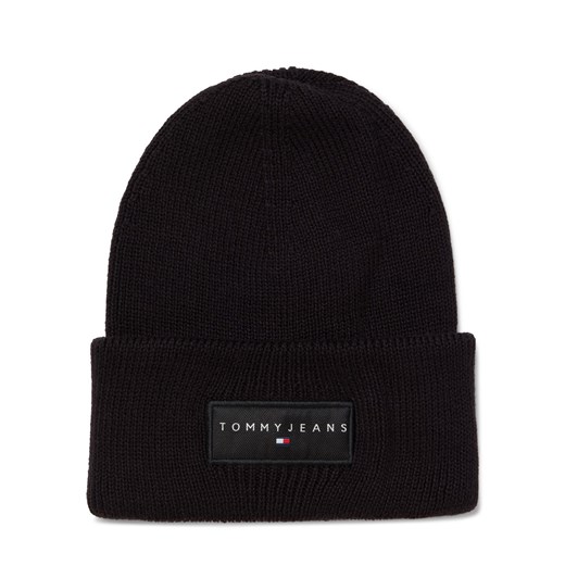 Tommy Jeans Męska czapka z dzianiny Mężczyźni Bawełna czarny jednolity ze sklepu vangraaf w kategorii Czapki zimowe męskie - zdjęcie 185777731