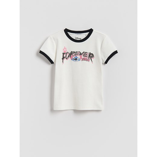 Reserved - Prążkowany t-shirt Lilo i Stitch - wielobarwny ze sklepu Reserved w kategorii Bluzki dziewczęce - zdjęcie 185778130