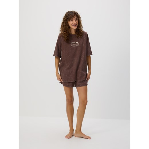 Reserved - Dwuczęściowa piżama - brązowy ze sklepu Reserved w kategorii Piżamy damskie - zdjęcie 185778761