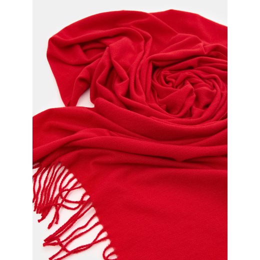 Sinsay - Gładki szalik z frędzlami - czerwony Sinsay One Size Sinsay