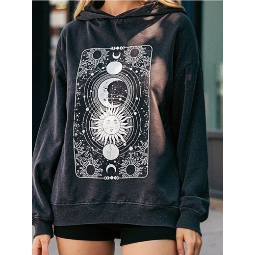 Sinsay - Bluza z kapturem z efektem sprania - szary ze sklepu Sinsay w kategorii Bluzy damskie - zdjęcie 185779393