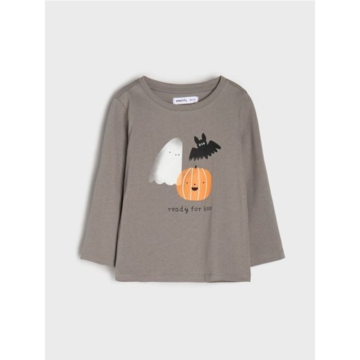 Sinsay - Koszulka z długimi rękawami z motywem Halloween - szary - id: 110FX-85X - marki Sinsay - 185779412 Sinsay - Koszulka z długimi rękawami z motywem Halloween - szary ze sklepu Sinsay w kategorii Kaftaniki i bluzki - zdjęcie 185779412