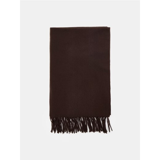 Sinsay - Gładki szalik z frędzlami - brązowy Sinsay One Size Sinsay