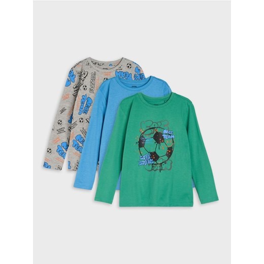 Sinsay - Koszulki z długimi rękawami 3 pack - zielony - id: 899GE-77X - marki Sinsay - 185779514 Sinsay - Koszulki z długimi rękawami 3 pack - zielony ze sklepu Sinsay w kategorii T-shirty chłopięce - zdjęcie 185779514