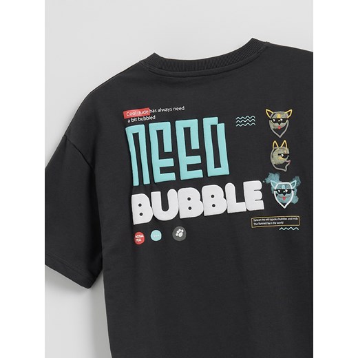 Reserved - Bawełniany t-shirt z nadrukiem - ciemnoszary ze sklepu Reserved w kategorii T-shirty chłopięce - zdjęcie 185780462