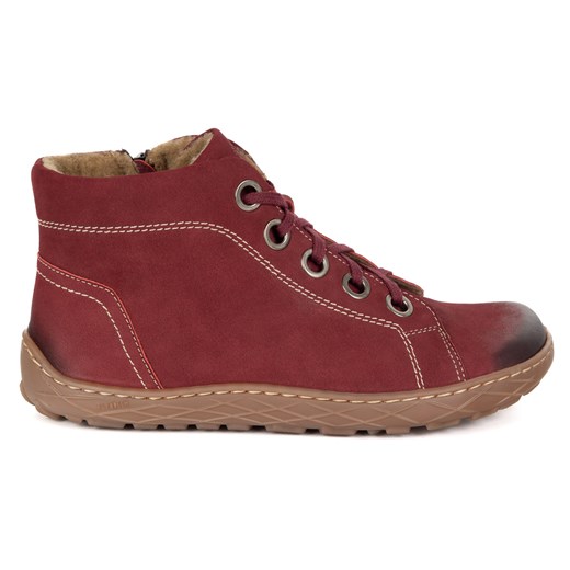 Buty barefoot zimowe damskie skórzane ocieplane 1299 bordowe ze sklepu butyolivier w kategorii Botki - zdjęcie 185781171