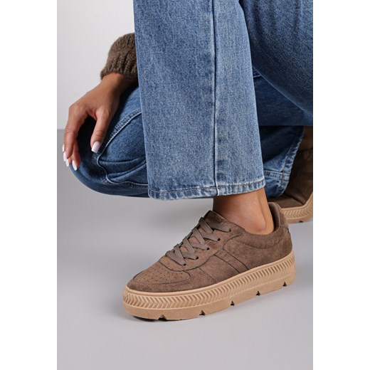 Brązowe Sneakersy Vices na Platformie z Tłoczeniem Alarrive ze sklepu renee.pl w kategorii Buty sportowe damskie - zdjęcie 185784621