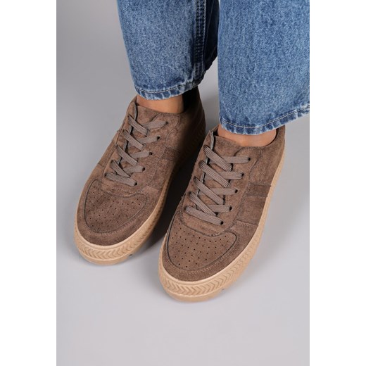 Brązowe Sneakersy Vices na Platformie z Tłoczeniem Alarrive ze sklepu renee.pl w kategorii Buty sportowe damskie - zdjęcie 185784623