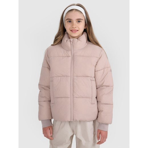 Dziewczęca kurtka puchowa pikowania 4F 4FJRAW25TDJAF0806 - beżowa ze sklepu Sportstylestory.com w kategorii Kurtki dziewczęce - zdjęcie 185785061