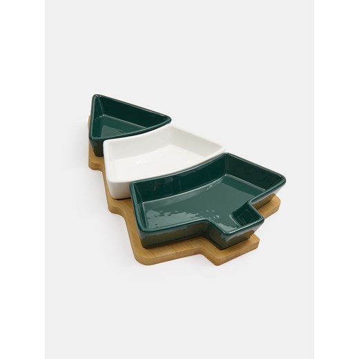 Sinsay - Taca do serwowania w kształcie choinki z trzema miseczkami - zielony Sinsay One Size Sinsay