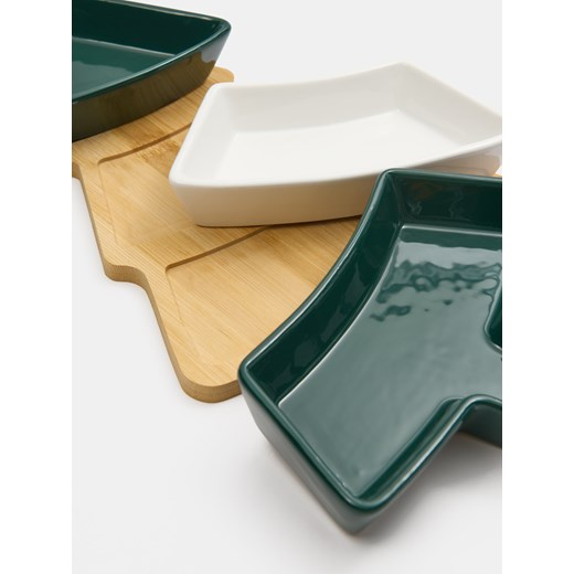 Sinsay - Taca do serwowania w kształcie choinki z trzema miseczkami - zielony Sinsay One Size Sinsay