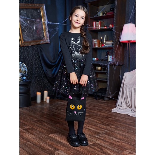 Sinsay - Koszulka z długimi rękawami z motywem halloweenowym - czarny Sinsay 110 (4-5 l) Sinsay