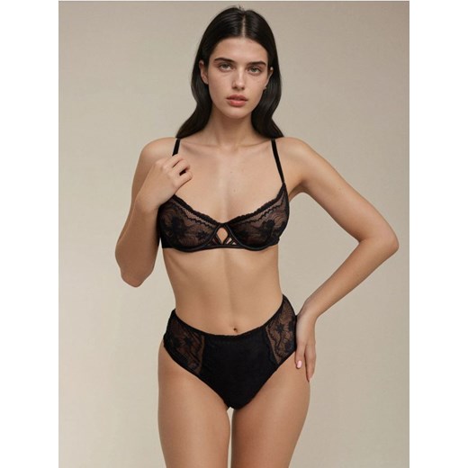 Sinsay - Miękki biustonosz z koronką - czarny ze sklepu Sinsay w kategorii Biustonosze - zdjęcie 185787490