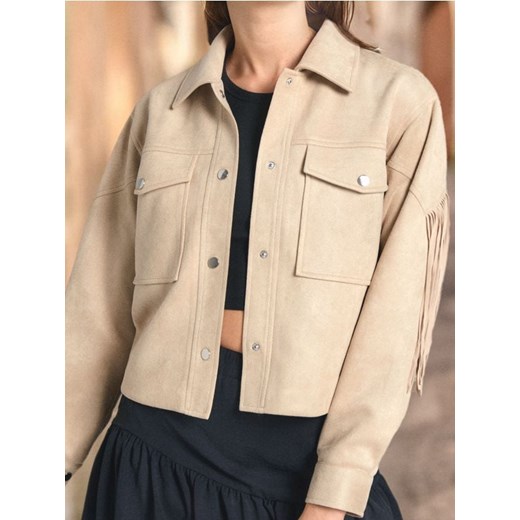 Sinsay - Kurtka z frędzlami - kremowy ze sklepu Sinsay w kategorii Kurtki damskie - zdjęcie 185787542