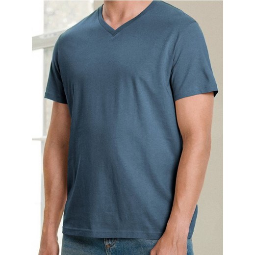 Sinsay - Koszulka basic z dekoltem w serek - niebieski ze sklepu Sinsay w kategorii T-shirty męskie - zdjęcie 185791040