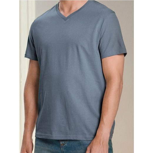 Sinsay - Koszulka basic z dekoltem w serek - szary ze sklepu Sinsay w kategorii T-shirty męskie - zdjęcie 185791041