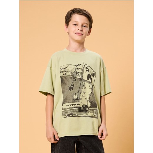 Sinsay - Koszulka oversize Minecraft - green spruce ze sklepu Sinsay w kategorii T-shirty chłopięce - zdjęcie 185791060