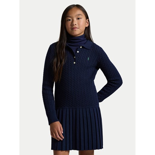 Polo Ralph Lauren Sukienka dzianinowa 313978841001 Granatowy Regular Fit ze sklepu MODIVO w kategorii Sukienki dziewczęce - zdjęcie 185797363