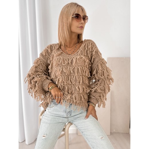 sweter felicite ciemnobeżowy one size ze sklepu UBRA w kategorii Swetry damskie - zdjęcie 185798730