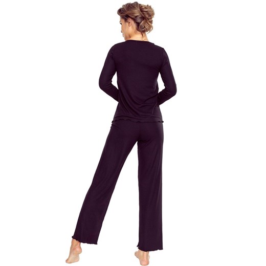 Eldar piżama damska z prążkowanej wiskozy czarna Rosaria, Kolor czarny, Rozmiar S, Eldar ze sklepu Intymna w kategorii Piżamy damskie - zdjęcie 185799054