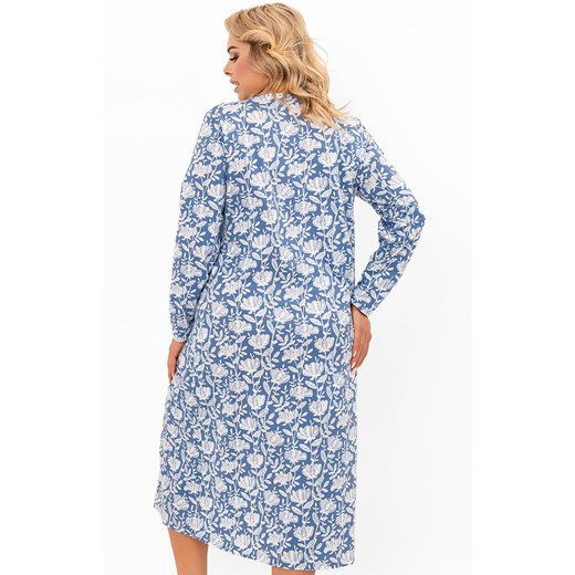 Damska koszula nocna z długim rękawem Boma, Kolor niebieski-wzór, Rozmiar M, Italian Fashion ze sklepu Intymna w kategorii Koszule nocne - zdjęcie 185799090