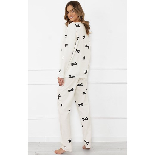 Długa piżama damska w kokardki Figaro, Kolor ecru-wzór, Rozmiar S, Italian Fashion ze sklepu Intymna w kategorii Piżamy damskie - zdjęcie 185799112