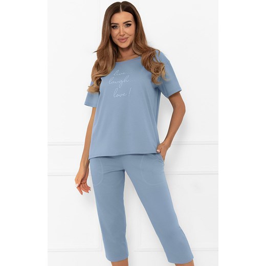 Bawełniana piżama damska niebieska Ksara, Kolor niebieski, Rozmiar S, Italian Fashion ze sklepu Intymna w kategorii Piżamy damskie - zdjęcie 185799142