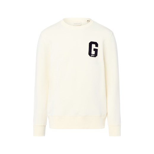 Gant Bluza męska - G Badge Mężczyźni Bawełna écru jednolity ze sklepu vangraaf w kategorii Bluzy męskie - zdjęcie 185801254