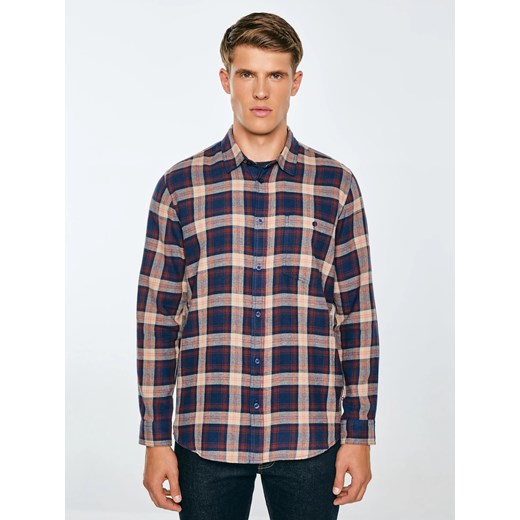 Koszula męska flanelowa w kratę granatowa Flaneno 403 ze sklepu Big Star w kategorii Koszule męskie - zdjęcie 185801722