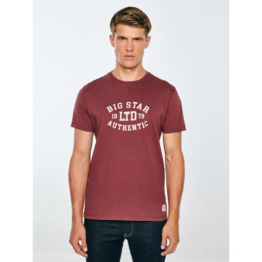 Koszulka męska z nadrukiem bordowa Teller 604 ze sklepu Big Star w kategorii T-shirty męskie - zdjęcie 185801812
