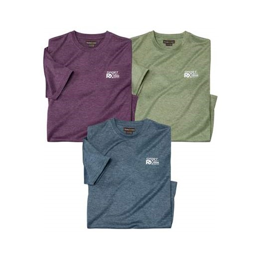Zestaw 3 koszulek z tkaniny flammé Sport ze sklepu Atlas For Men w kategorii T-shirty męskie - zdjęcie 185801900