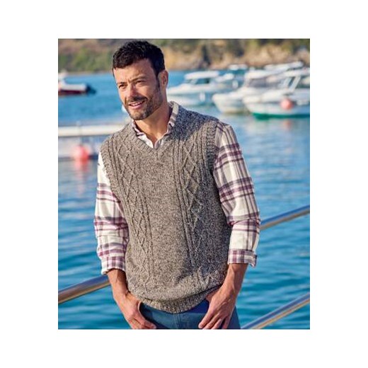 Trykotowy sweter bez rękawów z warkoczami ze sklepu Atlas For Men w kategorii Swetry męskie - zdjęcie 185801922