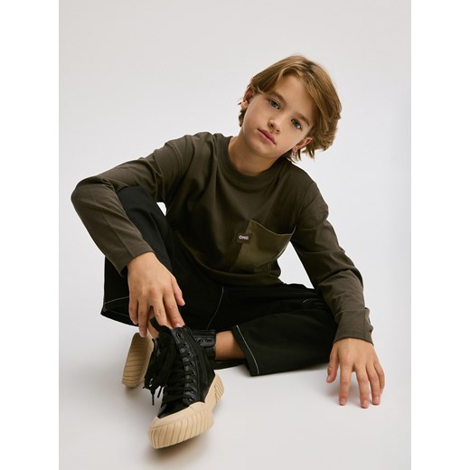 Reserved - Longsleeve oversize - ciemnobrązowy ze sklepu Reserved w kategorii T-shirty chłopięce - zdjęcie 185802150