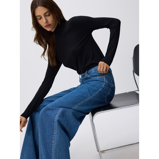 Reserved - Jeansy wide leg z aplikacjami - niebieski ze sklepu Reserved w kategorii Jeansy damskie - zdjęcie 185802364
