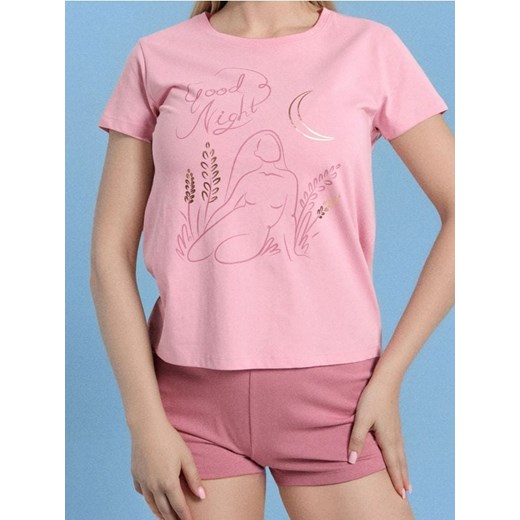 Sinsay - Bawełniana piżama dwuczęściowa z nadrukiem - różowy ze sklepu Sinsay w kategorii Piżamy damskie - zdjęcie 185804064
