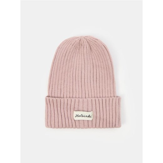 Sinsay - Prążkowana czapka beanie - różowy ze sklepu Sinsay w kategorii Czapki zimowe damskie - zdjęcie 185804183
