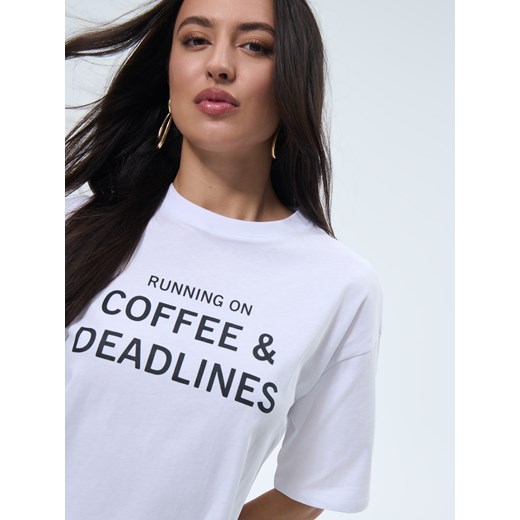 Mohito - Bawełniany t-shirt z nadrukiem - biały Mohito XXL Mohito