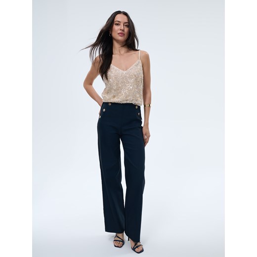 Mohito - Spodnie wide leg - granatowy ze sklepu Mohito w kategorii Spodnie damskie - zdjęcie 185804753