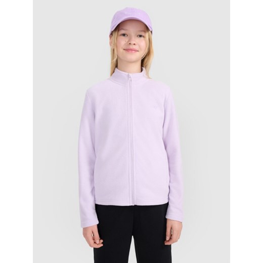 Dziewczęcy polar rozpinany 4F 4FJWSS25TFLEF386 - fioletowy ze sklepu Sportstylestory.com w kategorii Bluzy dziewczęce - zdjęcie 185805614