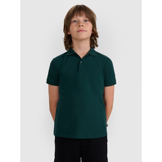 Chłopięca koszulka polo 4F 4FJRAW25TPTSM0749 - zielona ze sklepu Sportstylestory.com w kategorii T-shirty chłopięce - zdjęcie 185805833