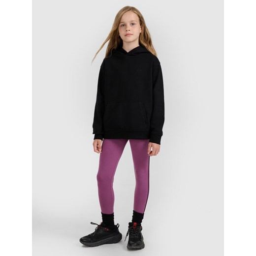 Dziewczęce legginsy dzianinowe 4F 4FJWAW25TTIGF243 - fioletowe ze sklepu Sportstylestory.com w kategorii Spodnie dziewczęce - zdjęcie 185805914