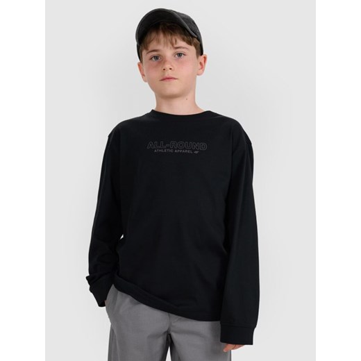 Chłopięcy longsleeve z nadrukiem 4F 4FJWAW25TLONM485 - czarny ze sklepu Sportstylestory.com w kategorii T-shirty chłopięce - zdjęcie 185805934