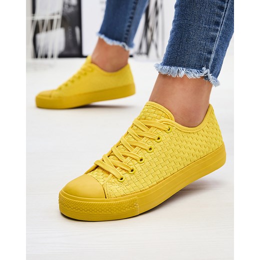 Żółte damskie trampki Aklina - Obuwie ze sklepu royalfashion.pl w kategorii Trampki damskie - zdjęcie 185808652