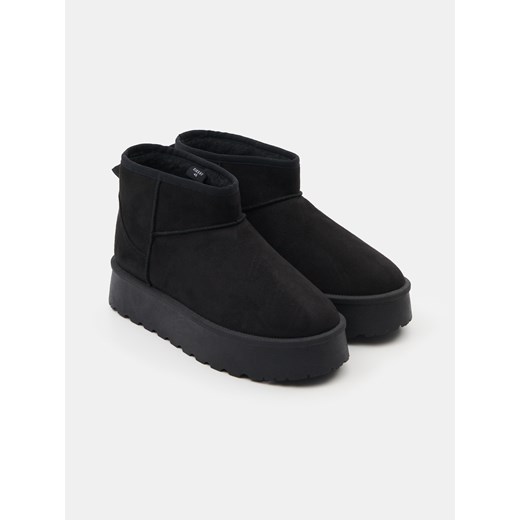 Sinsay - Botki ocieplane z imitacji zamszu - czarny Sinsay 37 Sinsay