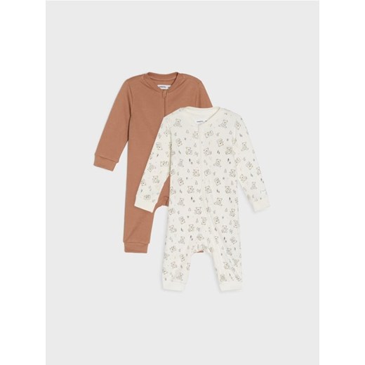 Sinsay - Bawełniany pajacyk 2 pack - beżowy - id: 018DG-08X - marki Sinsay - 185811531 Sinsay - Bawełniany pajacyk 2 pack - beżowy ze sklepu Sinsay w kategorii Piżamy dziecięce - zdjęcie 185811531