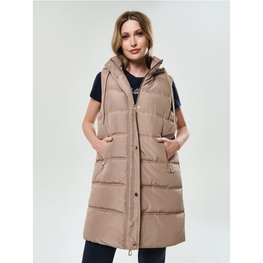 Sinsay - Kamizelka puffer z kapturem - beżowy ze sklepu Sinsay w kategorii Kamizelki damskie - zdjęcie 185811732