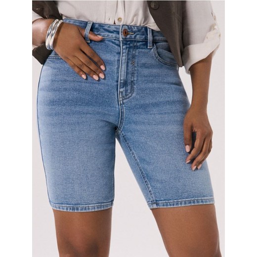Sinsay - Szorty jeansowe high waist - niebieski ze sklepu Sinsay w kategorii Szorty - zdjęcie 185811870