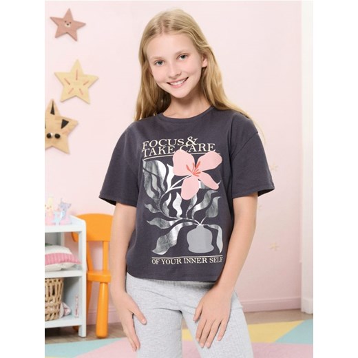 Sinsay - Koszulka z błyszczącym nadrukiem - szary ze sklepu Sinsay w kategorii T-shirty chłopięce - zdjęcie 185811932
