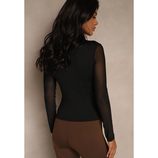 Czarna Bluzka Golf Vices z Przezroczystymi Rękawami Kariale Renee L renee.pl